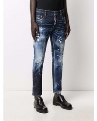 Jean skinny déchiré bleu marine DSQUARED2