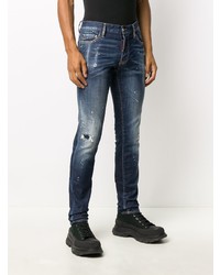 Jean skinny déchiré bleu marine DSQUARED2