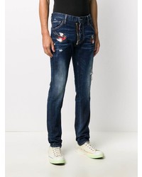 Jean skinny déchiré bleu marine DSQUARED2