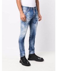 Jean skinny déchiré bleu marine DSQUARED2