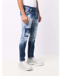 Jean skinny déchiré bleu marine DSQUARED2