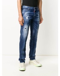 Jean skinny déchiré bleu marine DSQUARED2