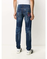 Jean skinny déchiré bleu marine Philipp Plein