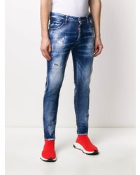 Jean skinny déchiré bleu marine DSQUARED2