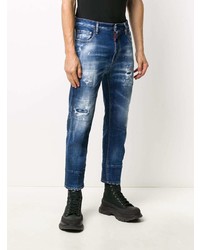 Jean skinny déchiré bleu marine DSQUARED2