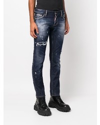 Jean skinny déchiré bleu marine DSQUARED2