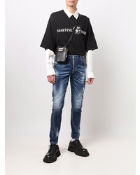 Jean skinny déchiré bleu marine DSQUARED2