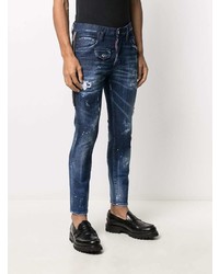 Jean skinny déchiré bleu marine DSQUARED2