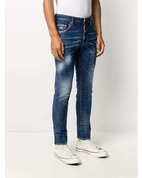 Jean skinny déchiré bleu marine DSQUARED2