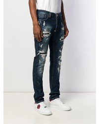 Jean skinny déchiré bleu marine Philipp Plein