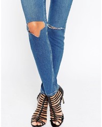 Jean skinny déchiré bleu