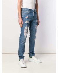 Jean skinny déchiré bleu Alexander McQueen