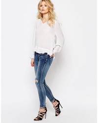 Jean skinny déchiré bleu