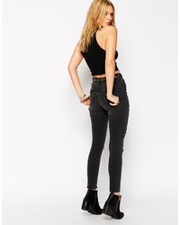 Jean skinny déchiré gris foncé Asos