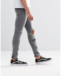 Jean skinny déchiré gris Asos