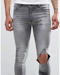 Jean skinny déchiré gris Asos