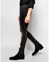 Jean skinny déchiré noir Asos