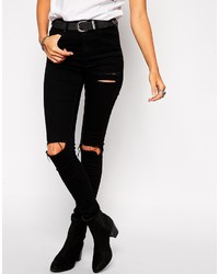 Jean skinny déchiré noir Asos