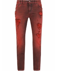 Jean skinny déchiré rouge Dolce & Gabbana