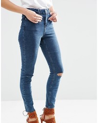 Jean skinny en coton bleu marine Asos