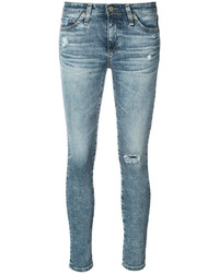 Jean skinny en coton déchiré bleu clair AG Jeans