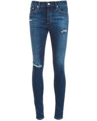 Jean skinny en coton déchiré bleu marine AG Jeans