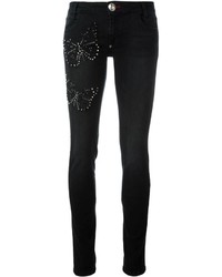 Jean skinny en coton orné noir