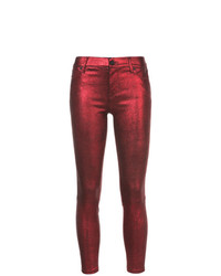 Jean skinny en cuir rouge RtA