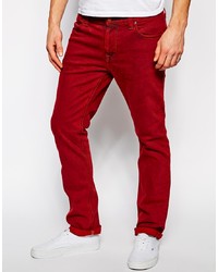 Jean skinny en velours côtelé rouge Nudie Jeans