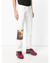 Jean skinny imprimé blanc Raf Simons