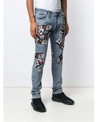 Jean skinny imprimé bleu clair Philipp Plein