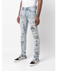 Jean skinny imprimé bleu clair Ksubi