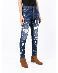 Jean skinny imprimé bleu marine DSQUARED2