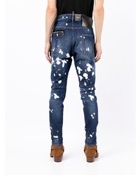 Jean skinny imprimé bleu marine DSQUARED2