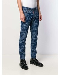 Jean skinny imprimé bleu marine DSQUARED2