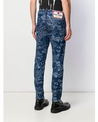 Jean skinny imprimé bleu marine DSQUARED2