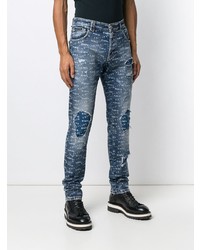 Jean skinny imprimé bleu Philipp Plein