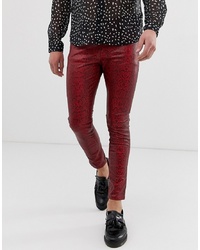 Jean skinny imprimé bordeaux