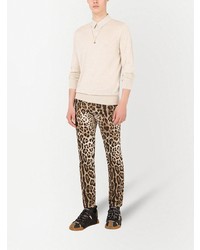 Jean skinny imprimé léopard marron clair Dolce & Gabbana