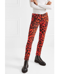 Jean skinny imprimé léopard orange R13