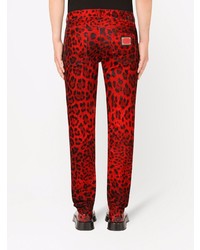 Jean skinny imprimé léopard rouge Dolce & Gabbana