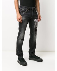 Jean skinny imprimé noir Philipp Plein