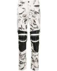 Jean skinny imprimé tie-dye blanc et noir