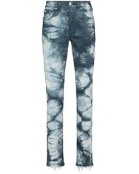 Jean skinny imprimé tie-dye bleu marine