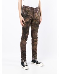 Jean skinny imprimé tie-dye marron foncé purple brand