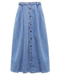 Jupe boutonnée en denim bleu clair Kings Of Indigo