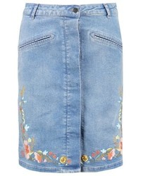 Jupe boutonnée en denim bleu clair Soaked in Luxury