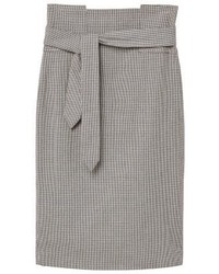 Jupe crayon à carreaux marron clair Mango