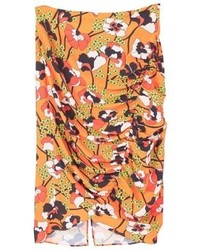 Jupe crayon à fleurs orange Mango
