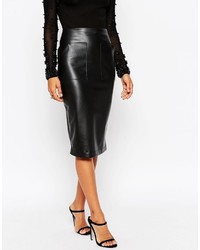 Jupe crayon en cuir noire Asos